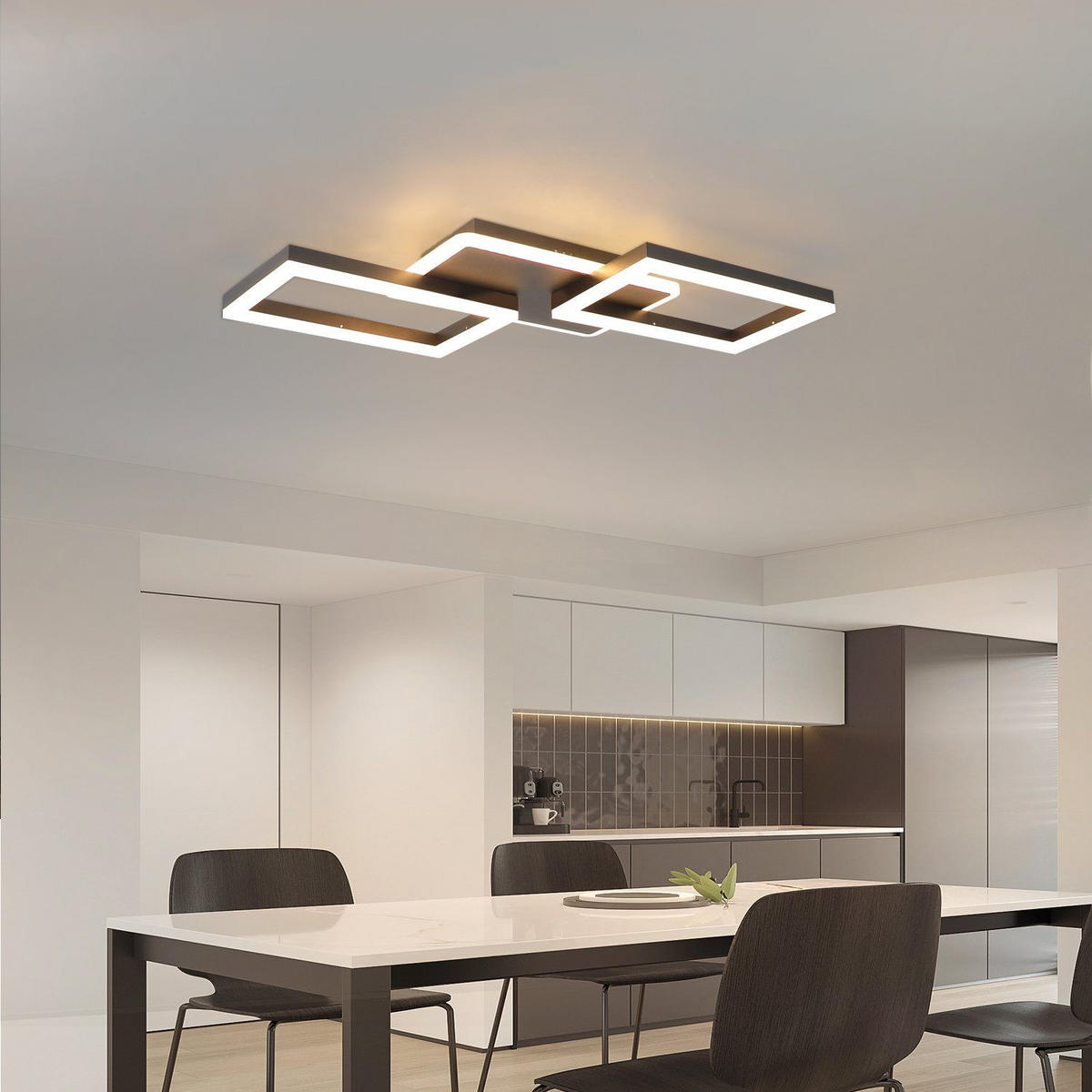 LED-DECKENLEUCHTE Marco 54/35/6 cm - Schwarz, Metall (54/35/6cm) - Nettlife