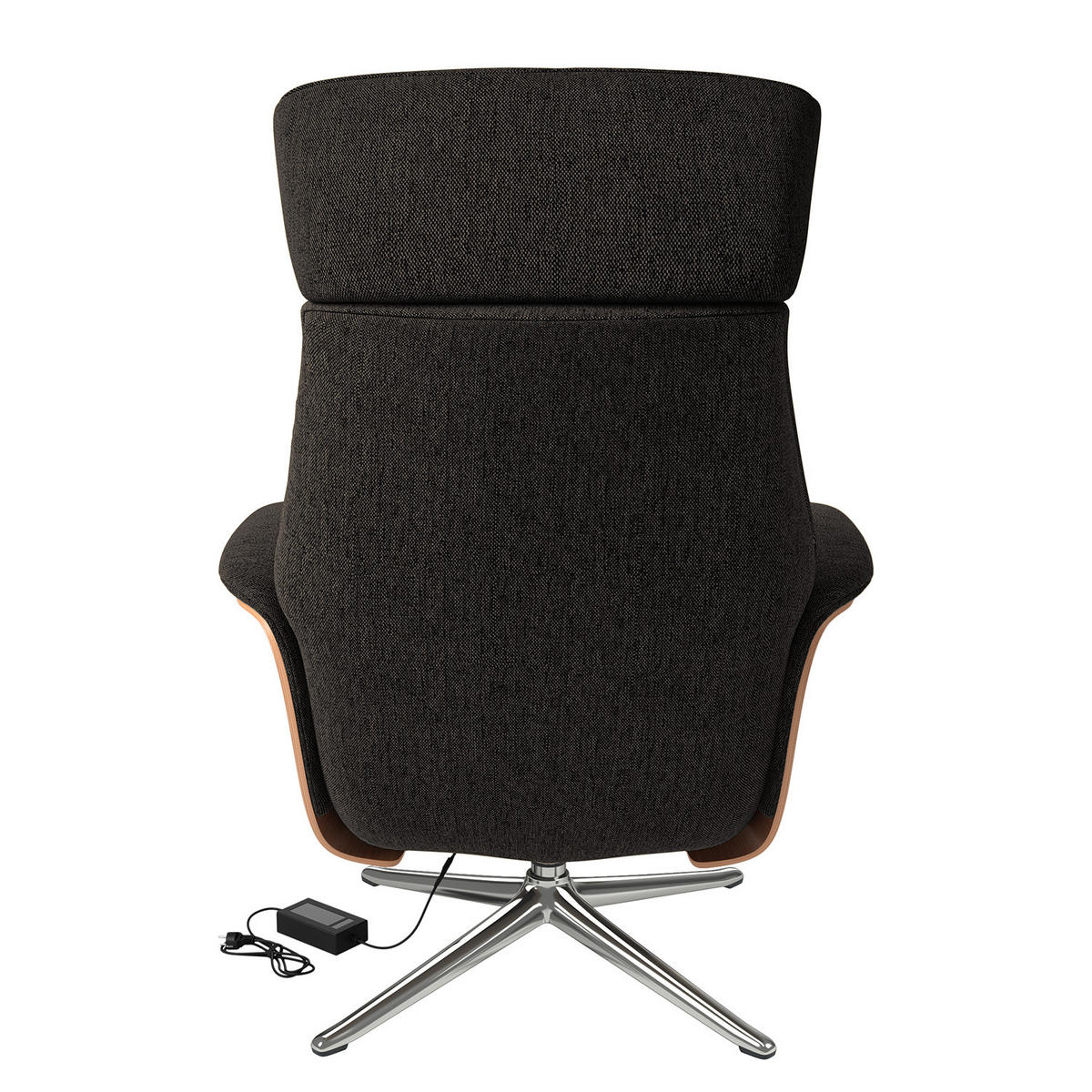 SESSEL - elektrisch verstellbar - Chromfarben/Schwarz, Textil/Metall (83/110/88cm) - home24