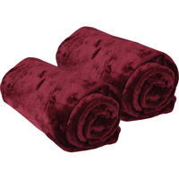 KUSCHELDECKE "Celina" 2er-Pack Aubergine 220x240 cm - Aubergine, Textil (220/240cm)