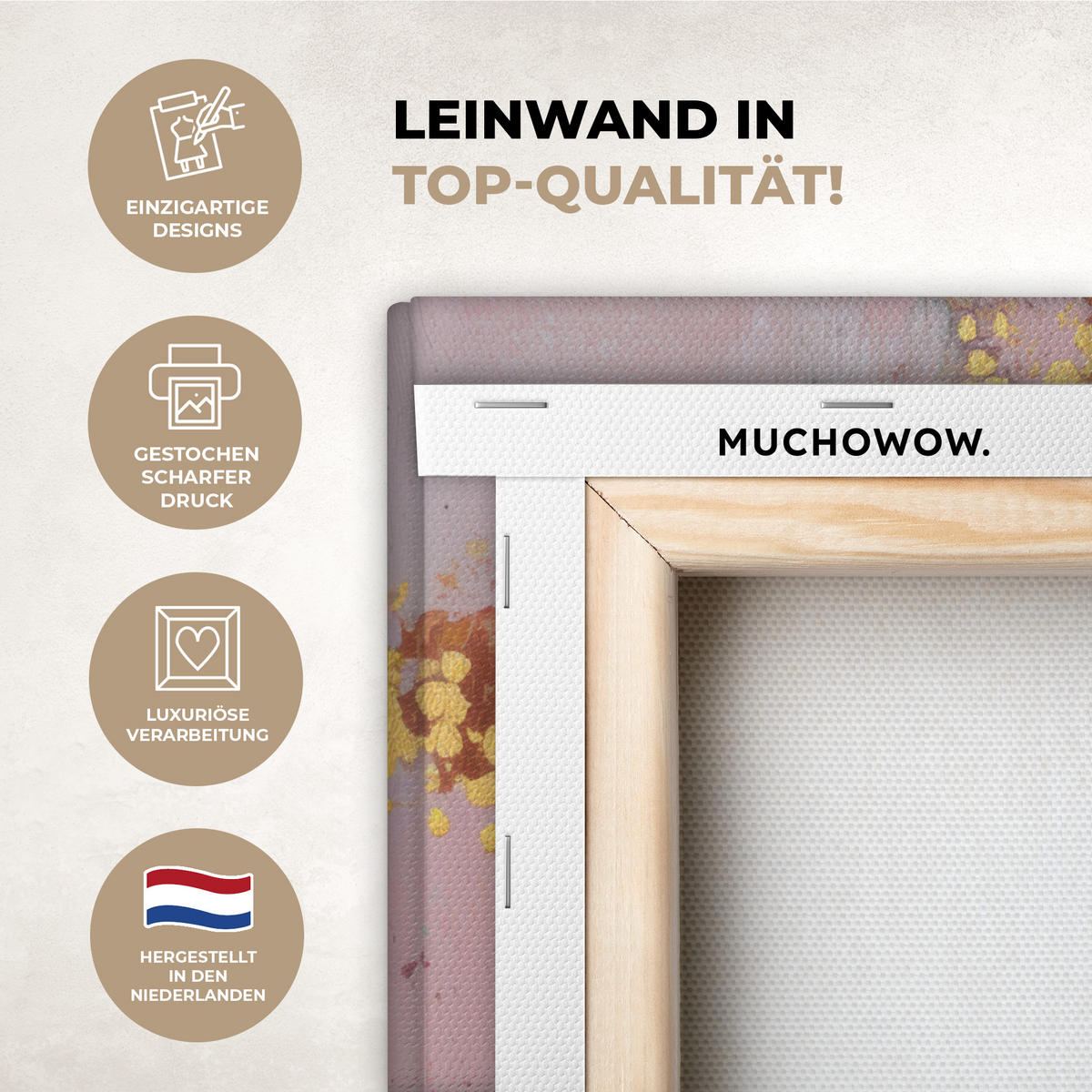 LEINWANDBILD Malerei - Blumen - Rustikal - Rosa Wanddeko 90x60 cm - Altrosa, Textil (90/60cm) - MuchoWow