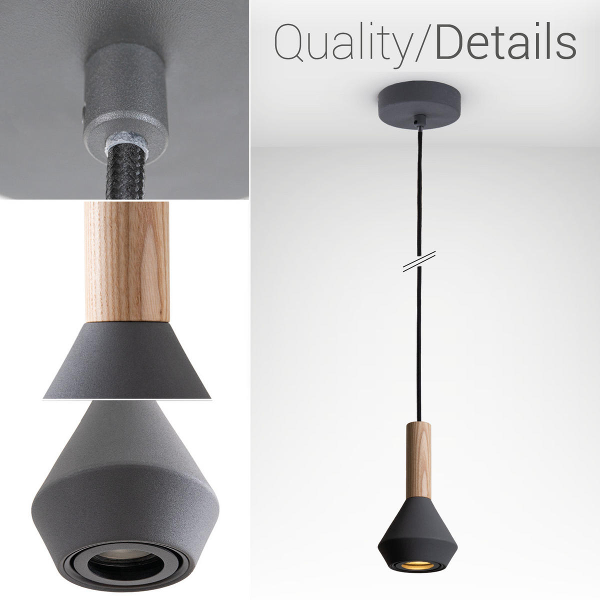 PENDELLEUCHTE Mora S - Grau, Metall (10/10/18.7cm) - Paco Home