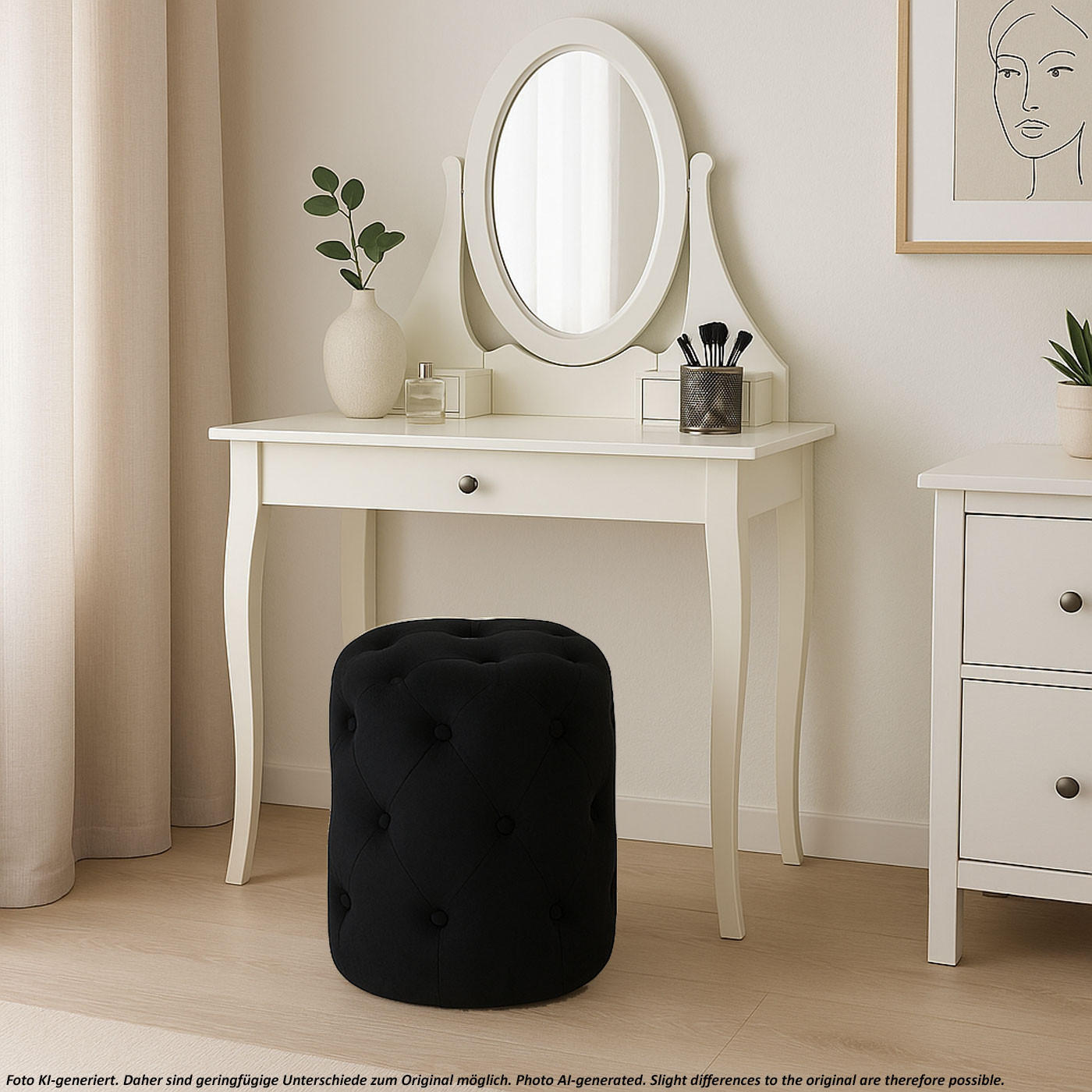 HOCKER Schwarz - Schwarz, Textil (39/42/39cm) - MCW