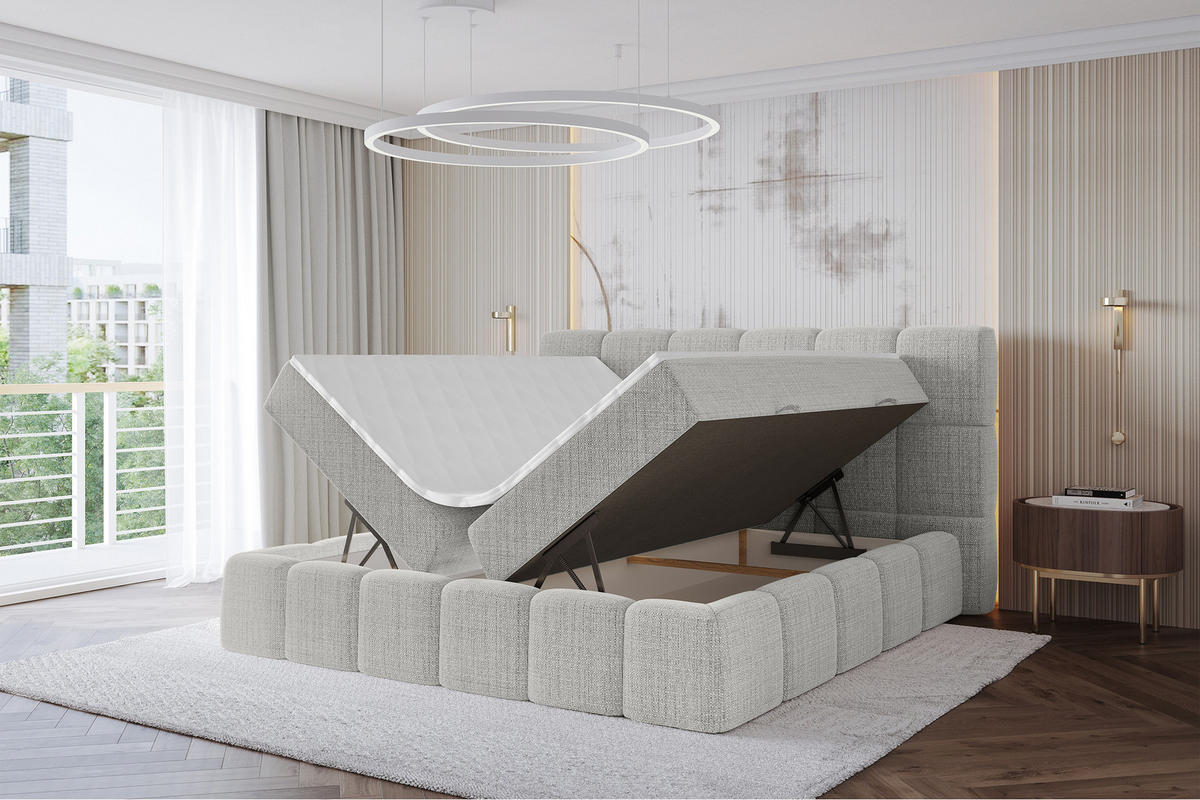 BOXBETT - AURI-H3 - 160x200 Hellgrau Aragon - Taupe, Holzwerkstoff (160/200cm) - ALTDECOR