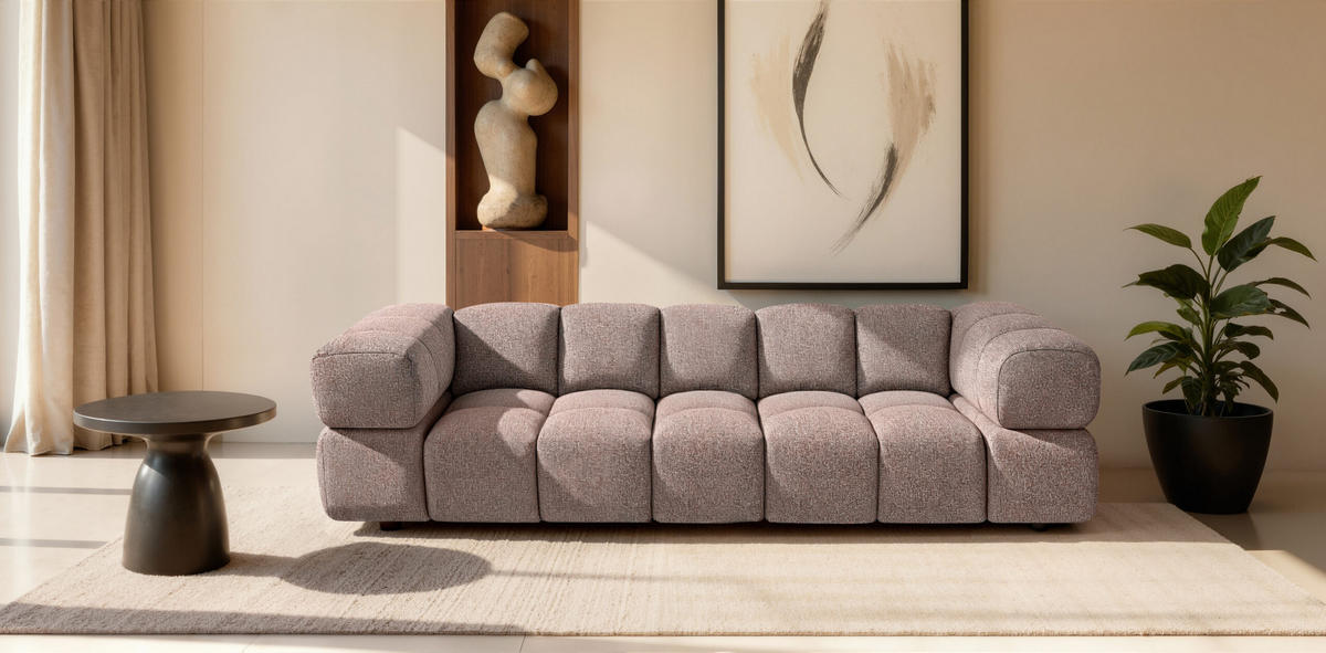 SOFA 4-Sitzer, Couch, Chenille Stoff Puente, Purpur, Averro - Lila, Holz (280/70/96cm) - Kaiser Möbel