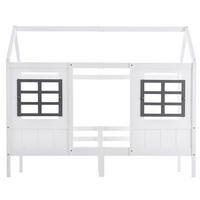 HAUSBETT 200/90 cm Weiß mit Fenstern ohne Matratze - Weiß, Holz (90/200cm) - MIVRAY