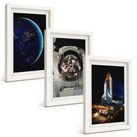 BILDER SET 3er Set - 20x30 cm Weißer Rahmen - Weltraum Erde Astronaut Rakete - Weiß, Kunststoff (20/30cm) - TULUP