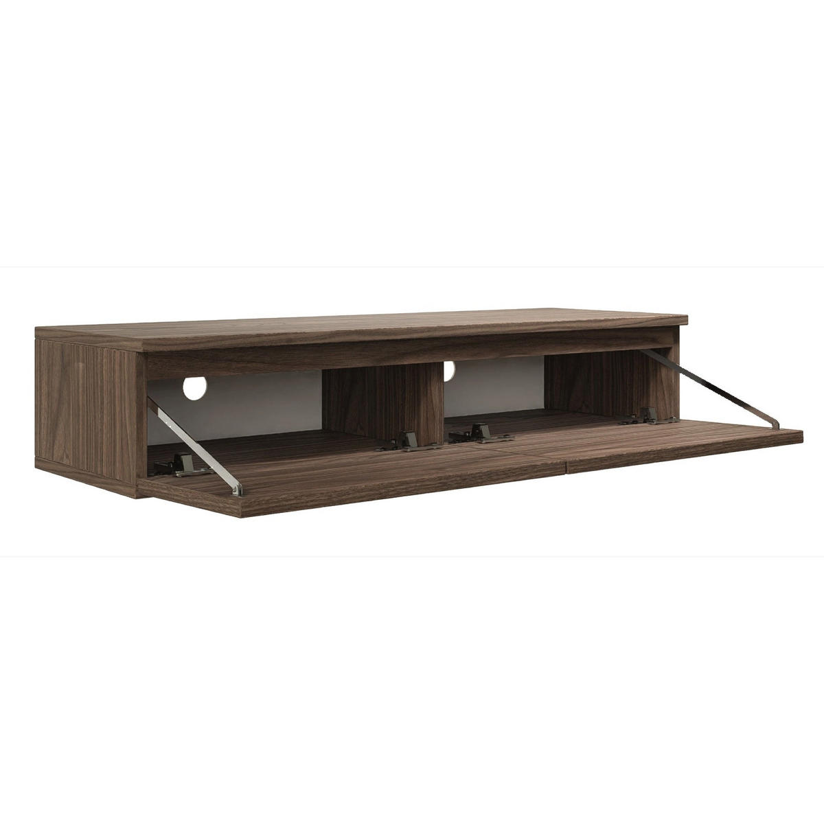 TV stolík Bemmi Slim dvojdverový, dekor orech Wisconsin, 100 cm - tmavohnedá, kompozitné drevo (100/18.2/31.6cm) - Selsey