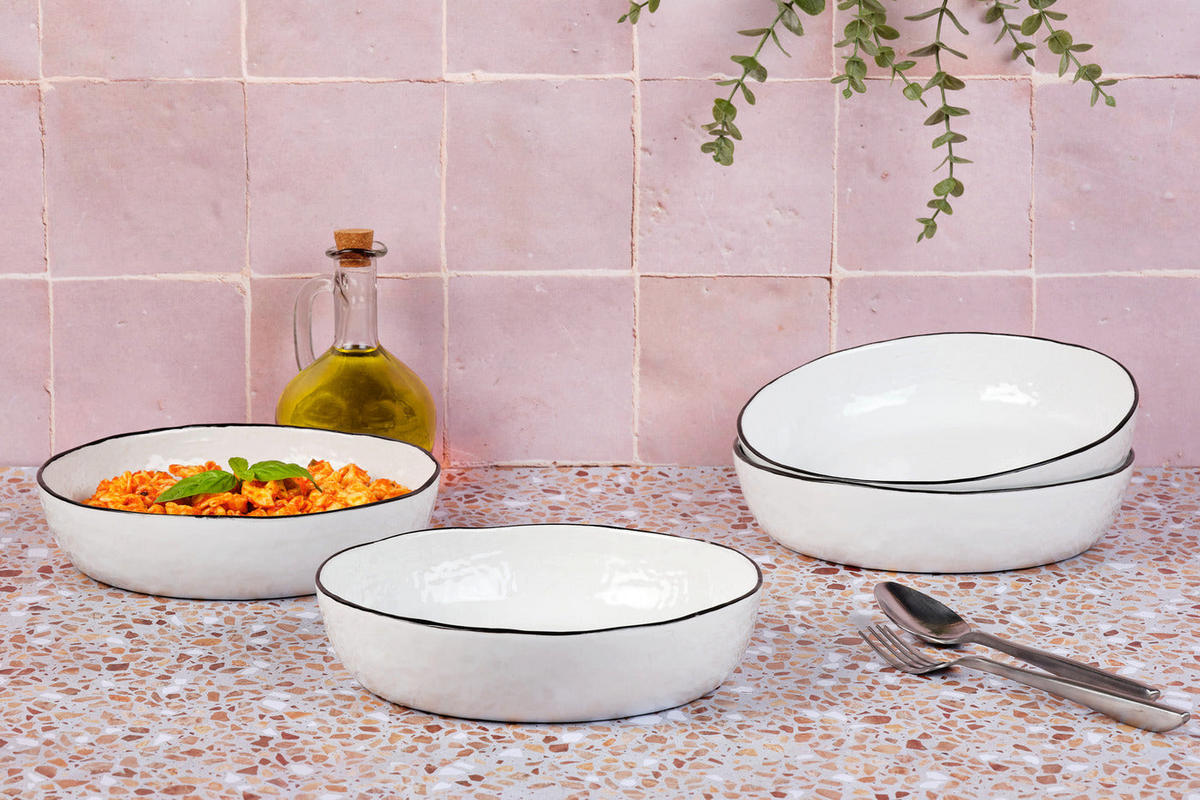 SUPPENTELLER Pure Ø21,5cm - 4er-Set - Schneeweiß - Weiß, Keramik (21.5cm) - Björn