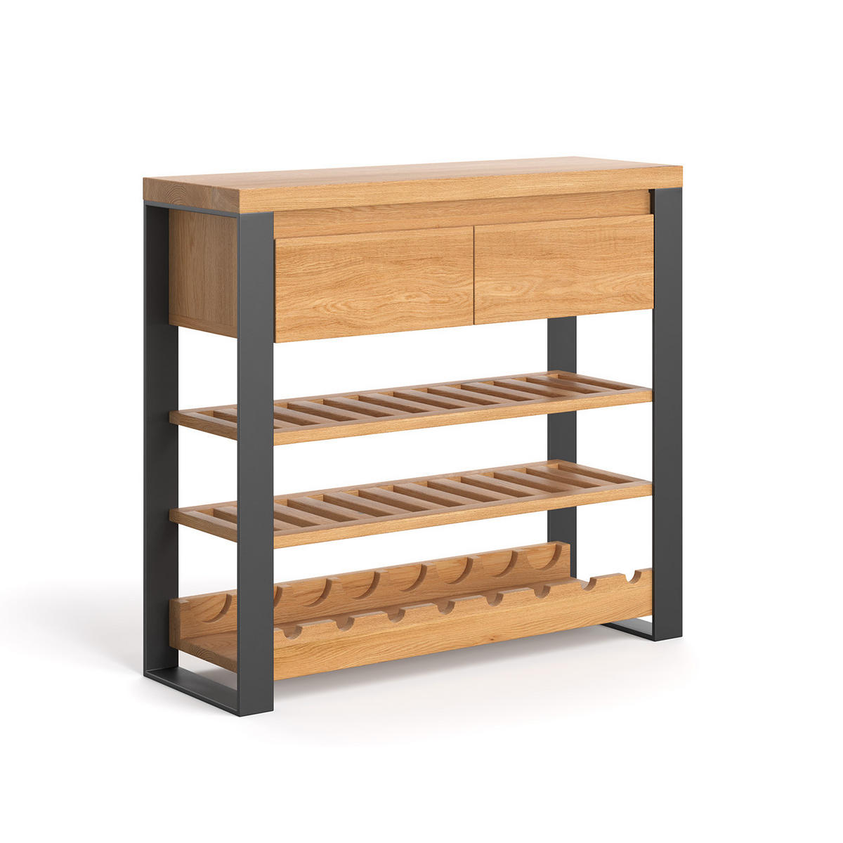 WEINREGAL Colet aus massivem Eichenholz - Eichefarben/Naturfarben, Holz (100/90/34cm) - Danzz