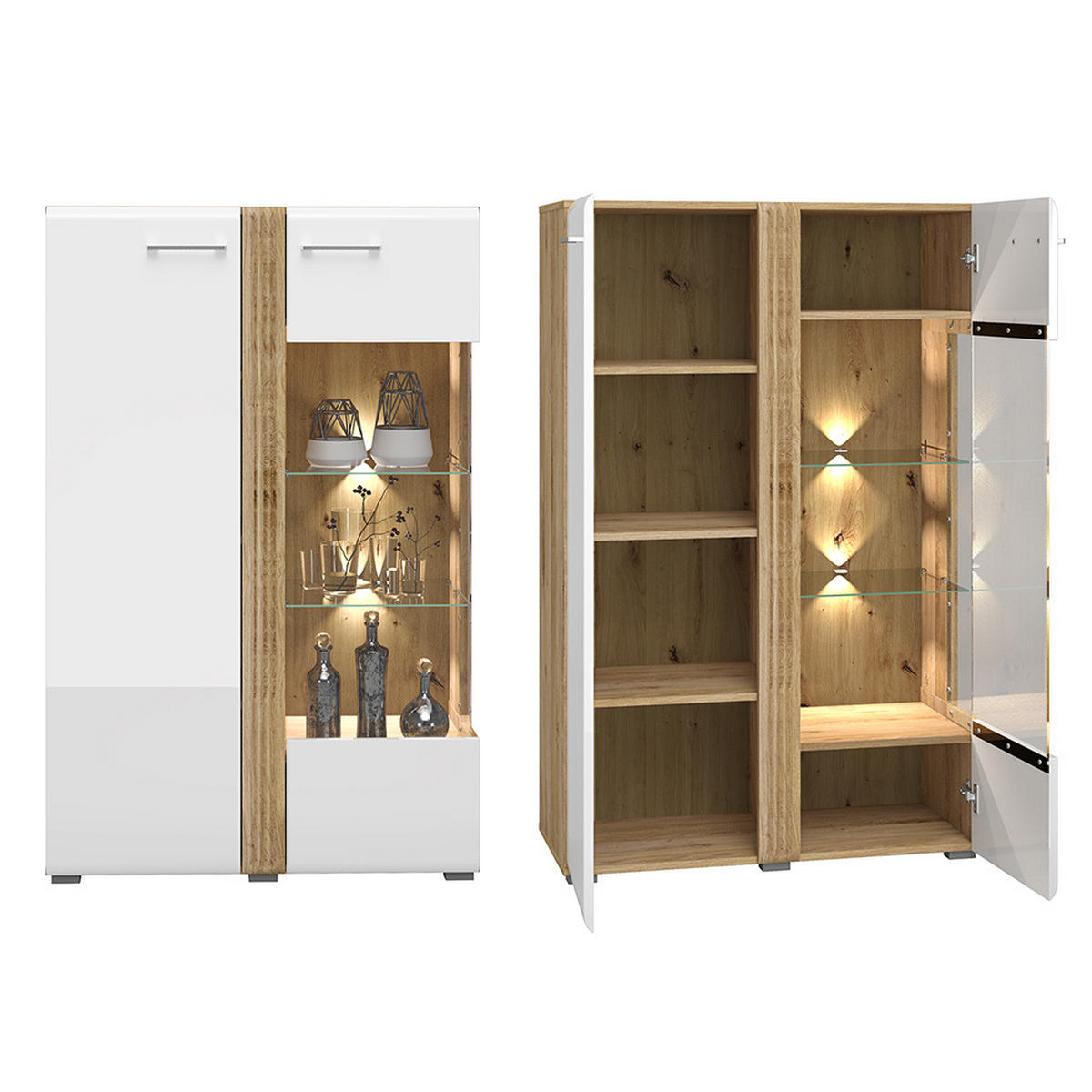 WOHNZIMMER-SET 4-TLG. Akron-131 - Weiß, Holzwerkstoff (545/143/60cm) - Lomado