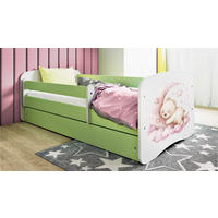 KINDERBETT Süße Träume 80x160 cm mit Schublade, Rausfallschutz & Lattenrost, Grün - Grün, Holzwerkstoff (80/160cm) - RAUMHIRSCH FURNITURE
