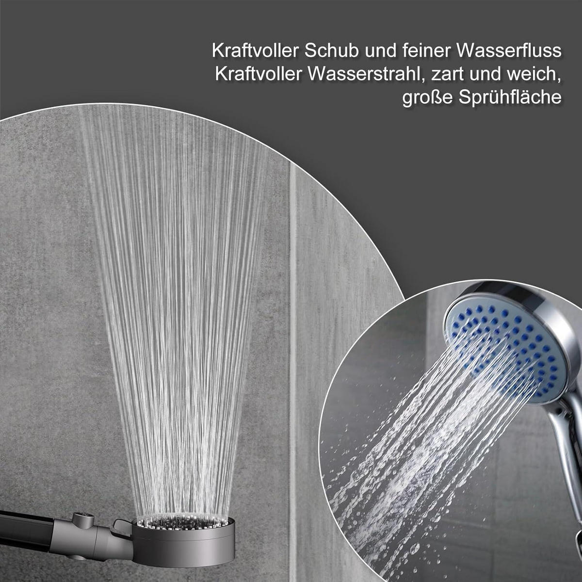 HANDBRAUSE mit Filter und Schlauch Grau - Grau, Kunststoff (9/12.7/25cm)