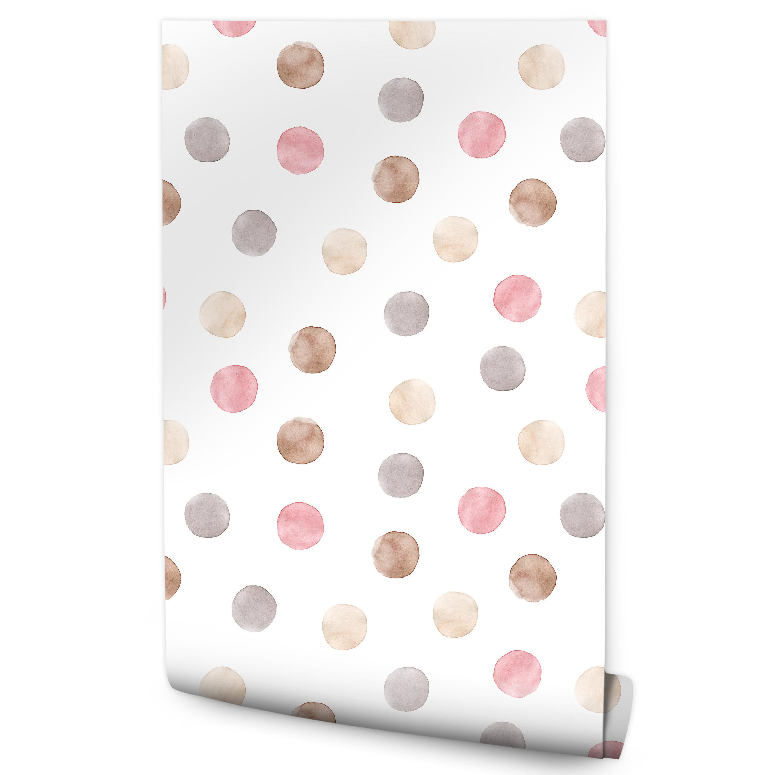 VLIESTAPETE Aquarellpunkte – Rosa, Beige, Grau, Weiß – 50x1000 cm - Beige/Rosa, Papier (50/1000cm) - Muralo