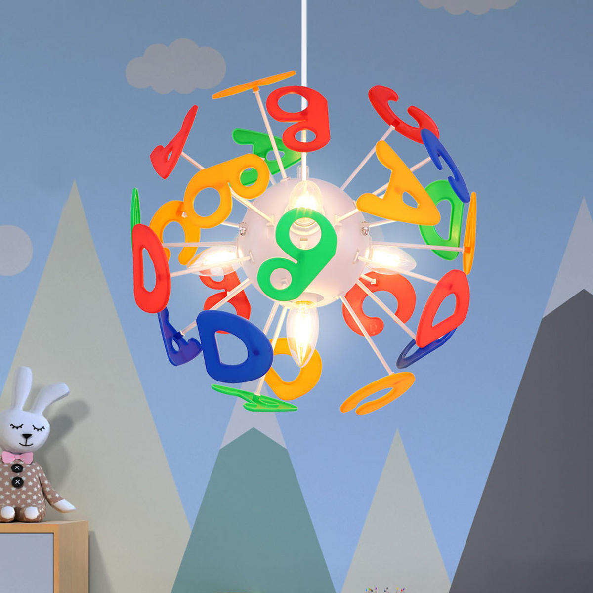 LED KINDERDECKENLEUCHTE LURRA Bunt - Multicolor, Kunststoff (35/35/120cm) - Globo Lighting