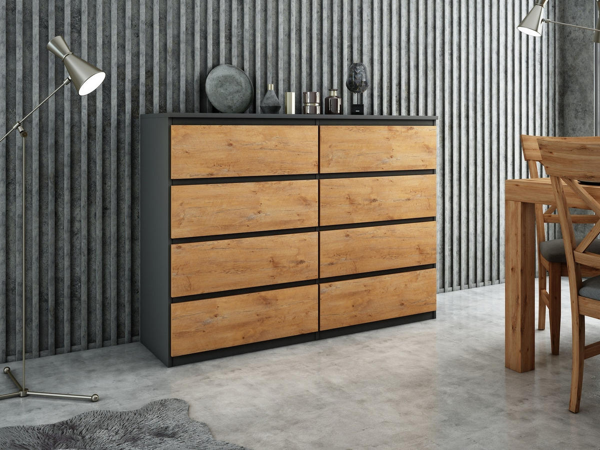 KOMMODE Anthrazit, Lancelot 120/102/39 - Anthrazit/Eiche San Remo, Holzwerkstoff (120/102/39cm) - RAUMHIRSCH FURNITURE