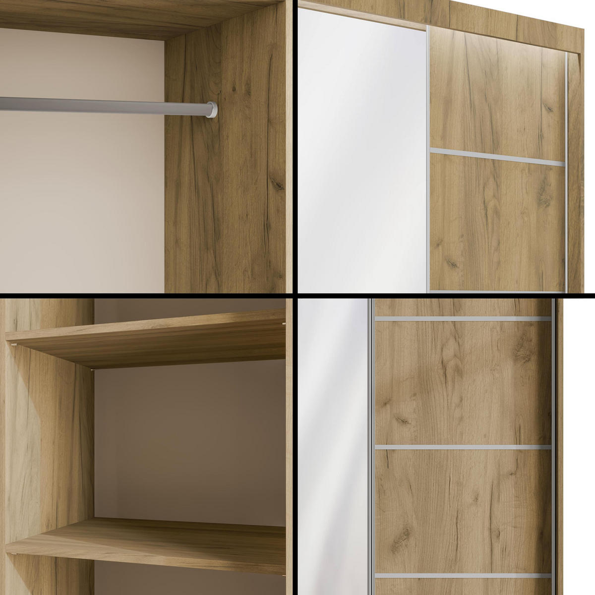 KLEIDERSCHRANK PAOKI mit LED - 120 cm - Braun - Braun, Holzwerkstoff (120/215/61cm) - ALTDECOR