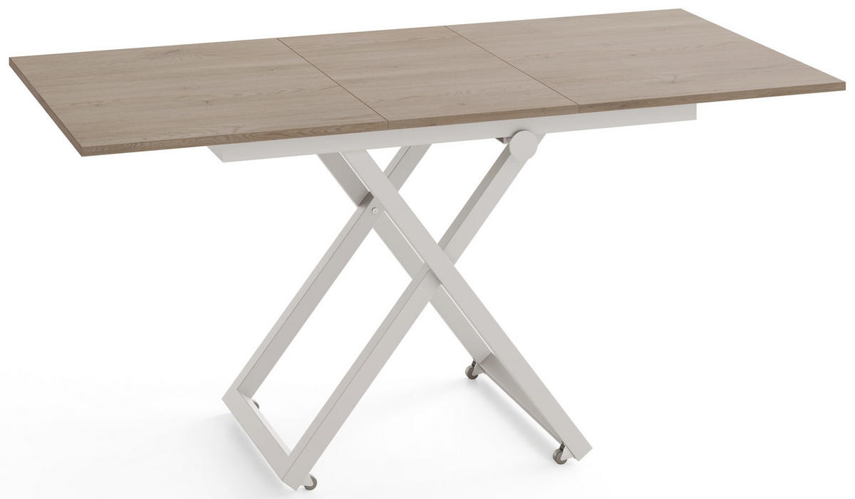 COUCHTISCH Axen höhenverstellbar ausziehbar, Eiche Braun 120-160/80/38-75 cm - Kaschmir/Eichefarben, Holzwerkstoff/Metall (80/160/75cm) - WFL GROUP