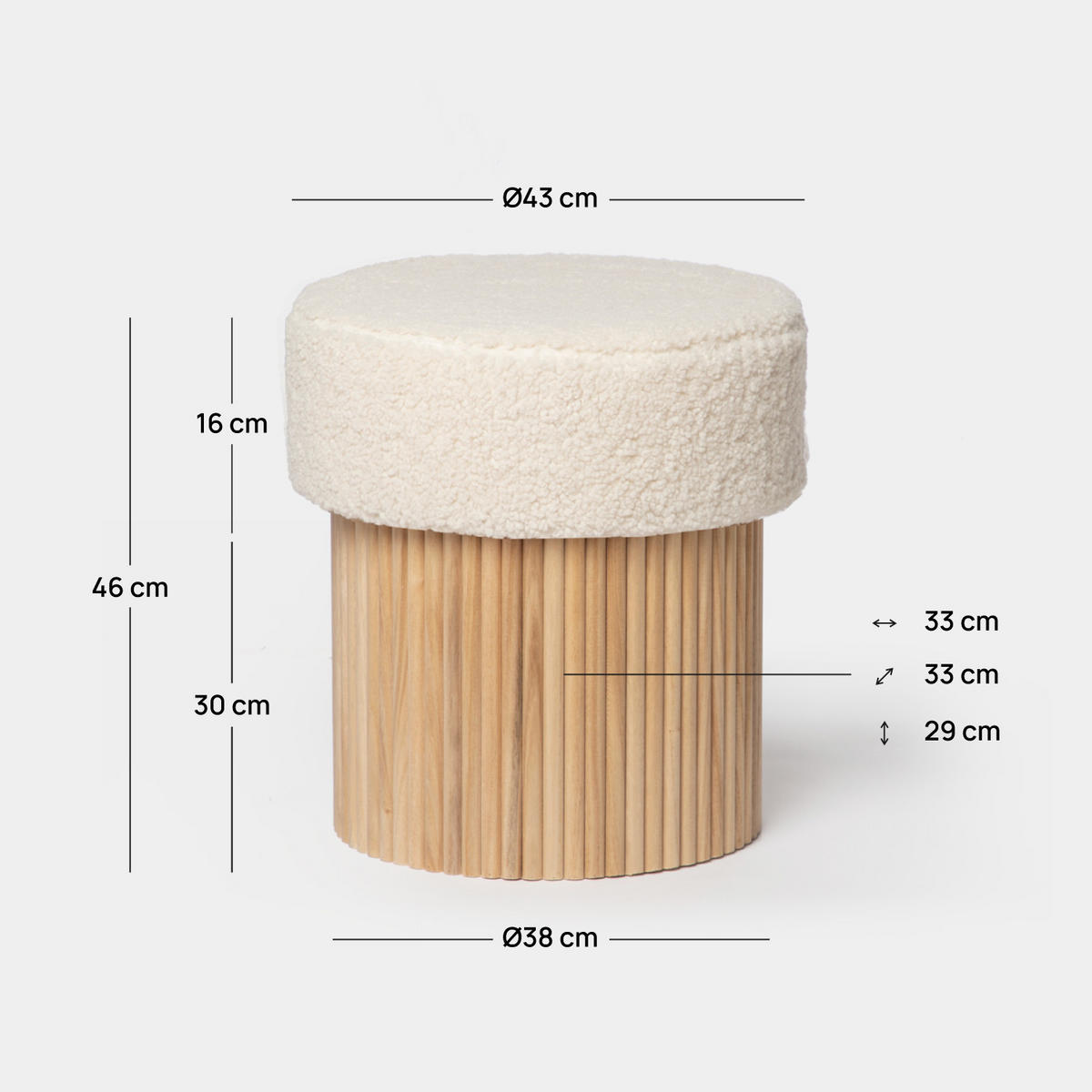 POUF Naira Weiß 43 cm x 45 cm - Weiß, Textil (43/45/43cm) - Klast Home