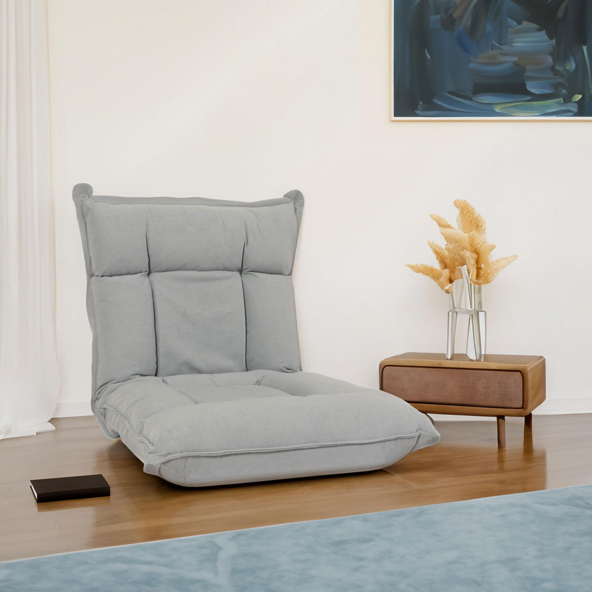 BODENSESSEL Hellgrau - Hellgrau, Textil (110/14/57cm) - MCW