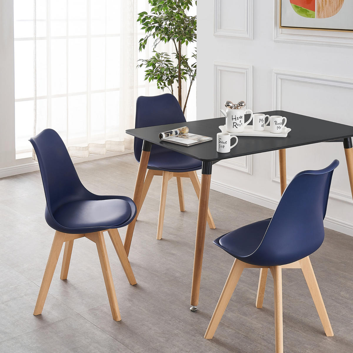 ESSZIMMERSTUHL Kunststoff 4-teilig Blau - Blau, Kunststoff (48/83/44cm) - Life Interiors
