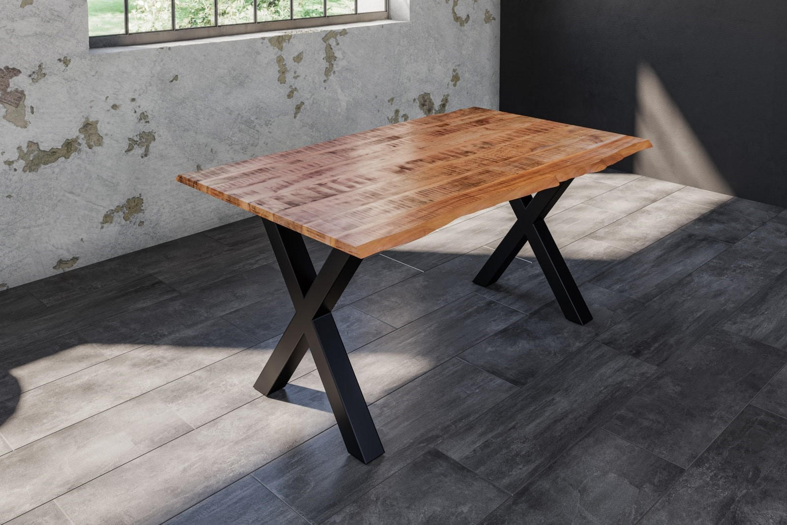 ESSTISCH DORA X - Beige/Schwarz, Holz/Metall (85/160/77cm) - SAM