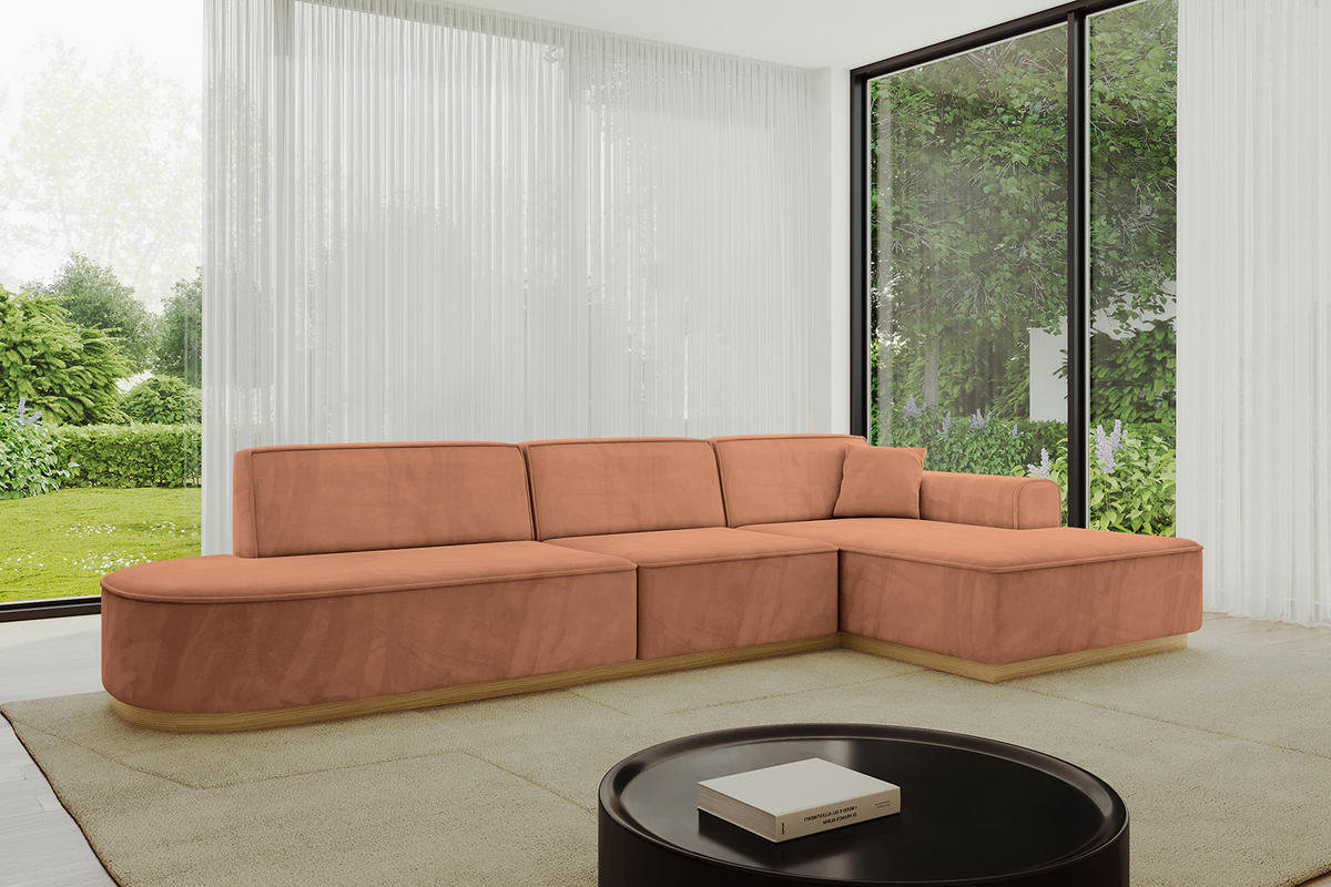 ECKSOFA Ottomane Rechts IREA-L2-v2 - 328x171x83 cm Koralle - Koralle, Holzwerkstoff/Textil (171/328cm) - ALTDECOR