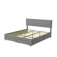 POLSTERBETT 160x200 cm Grau Samt Bett mit Knopfdruck Design, Gasdruck Stauraum & Groß Schublade - Grau, Textil (160/200cm) - CASIVA