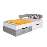 JUGENDBETT SIMON 15 90/200 Weiß/Grau - Weiß/Grau, Holzwerkstoff (90/200cm) - Deine Möbel 24