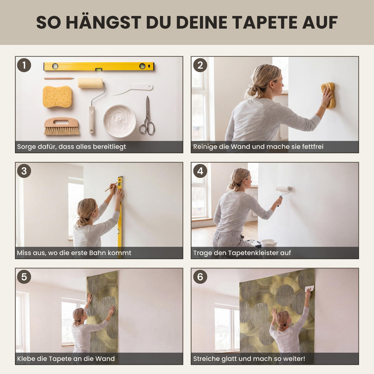 TAPETE - Modern - Geometrisch - Gold - 180x260 cm - Goldfarben, Papier (180/260cm) - OnlyWow