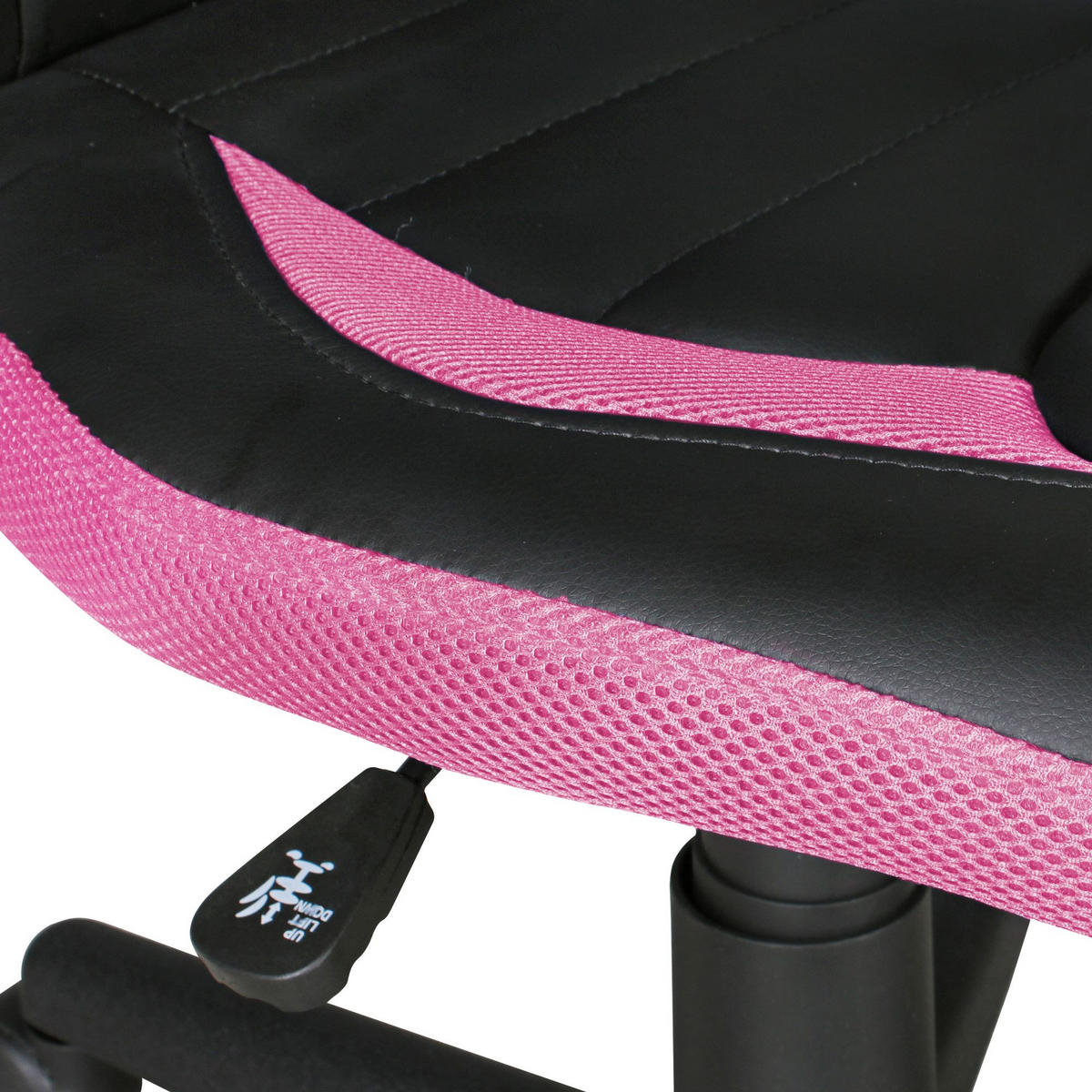 JUGENDDREHSTUHL Hohe Rückenlehne Schulterstütze Kunstleder Mesh, Rosa 63x63x103 cm - Schwarz/Rosa, Kunststoff/Textil (63/103/63cm) - KADIMA DESIGN