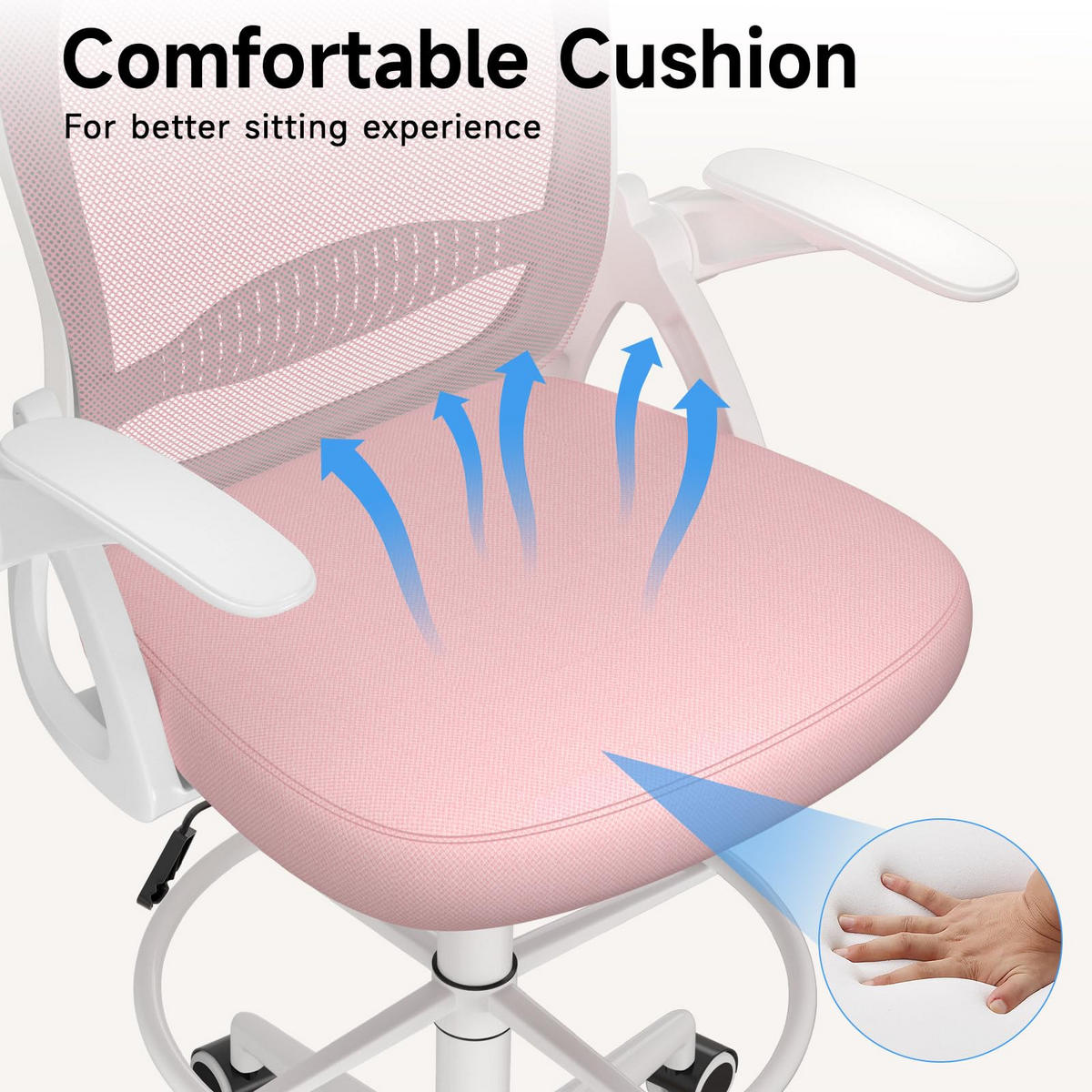 BÜROSTUHL Ergonomisch Höhenverstellbar Mesh Rosa - Pink, Metall (25/53/53cm) - Rattrix