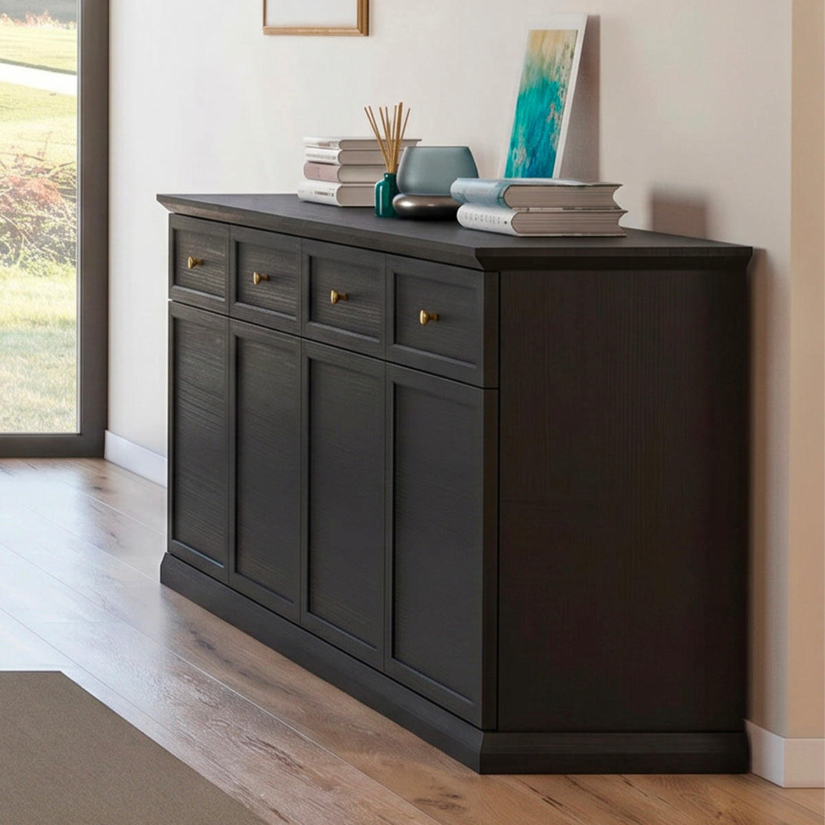 SIDEBOARD Toja Antracitové dřevo - hnědá, kompozitní dřevo (192.6/86/39.5cm) - Petits-meubles