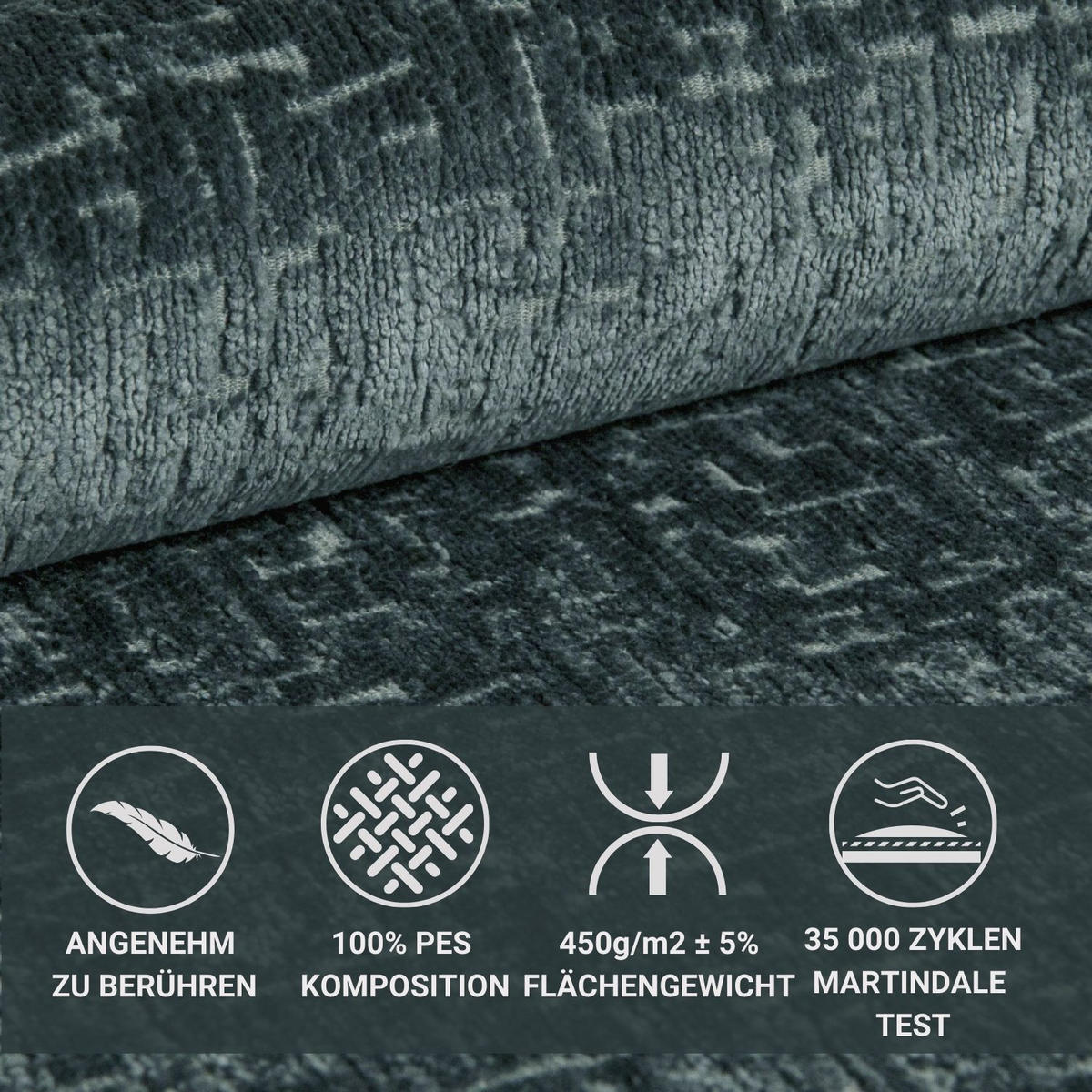 BOXSPRINGBETT Rimini Blau Grau 180/200 cm mit Matratze und Topper - Blaugrau/Schwarz, Holz/Holzwerkstoff (180/200cm) - Maison de Reve