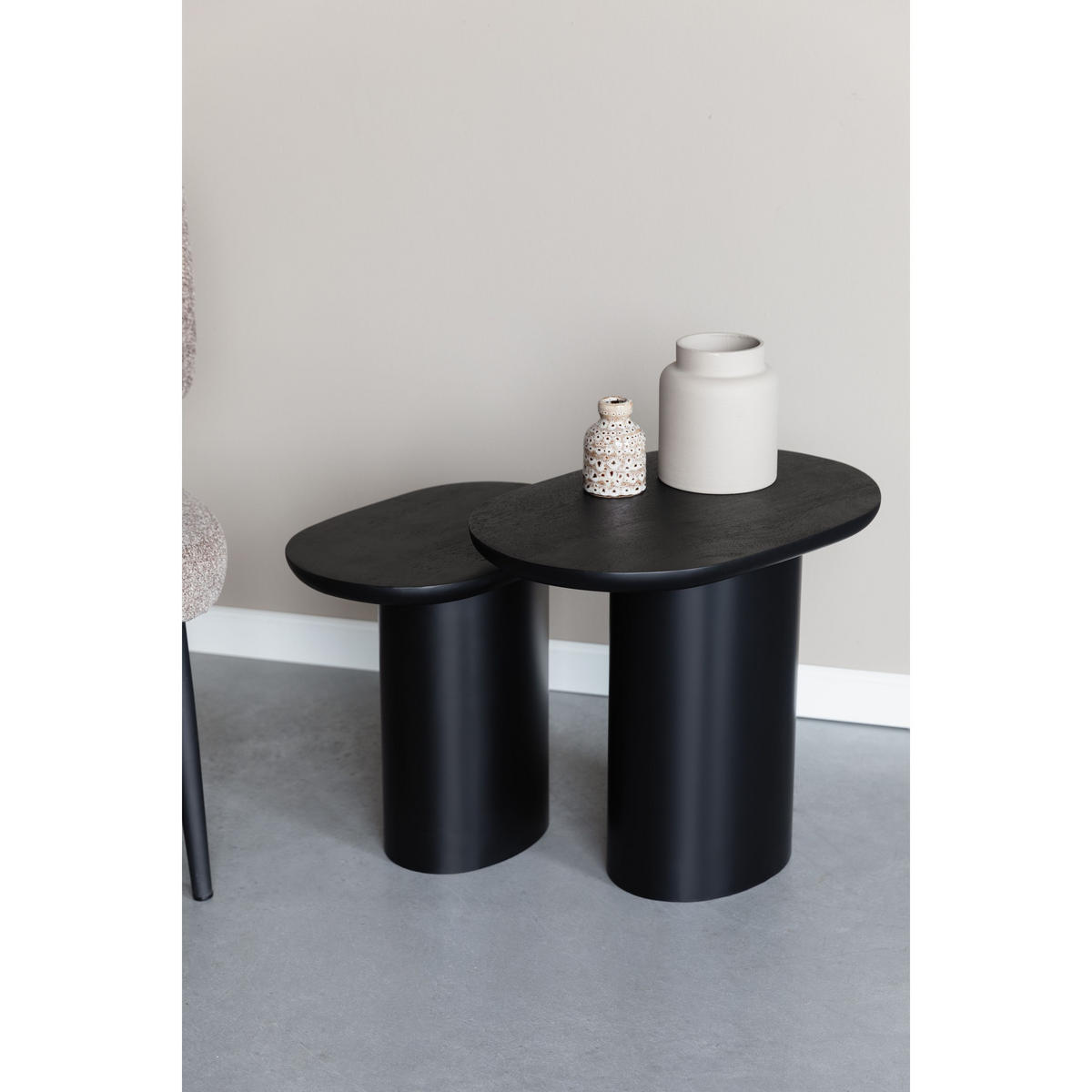 BEISTELLTISCH Bela 2er-Set - Schwarz, Metall (48/32/43cm) - Housecraft Living