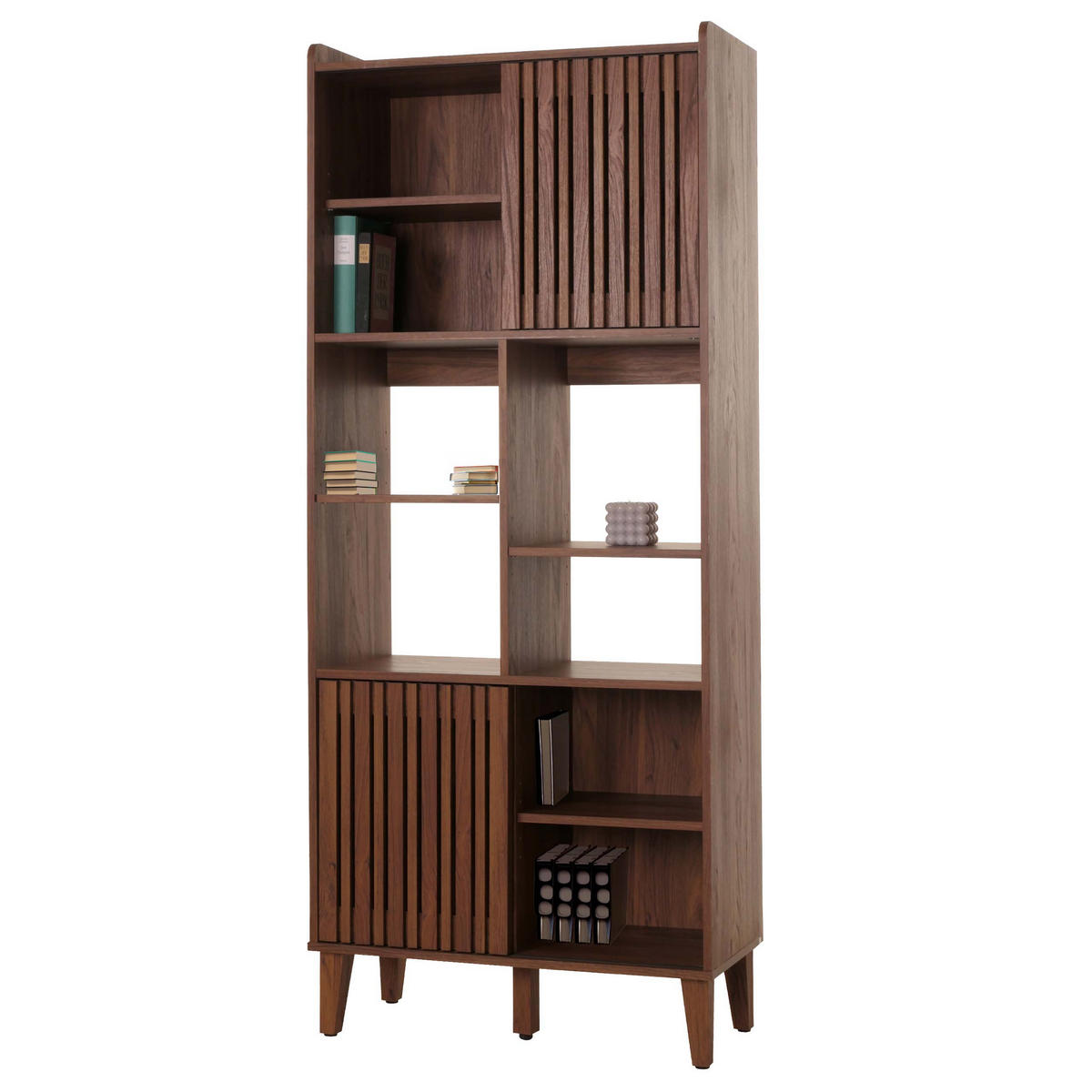 BÜCHERREGAL Walnuss Dekor - Walnussfarben, Holz (75/178/35cm) - MCW