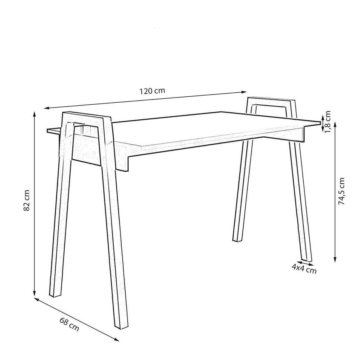 SCHREIBTISCH Frame Wotan Eiche, mit Schwarz Metallbeine - Eiche Wotan/Schwarz, Holzwerkstoff (680/1200/820cm) - Bettso