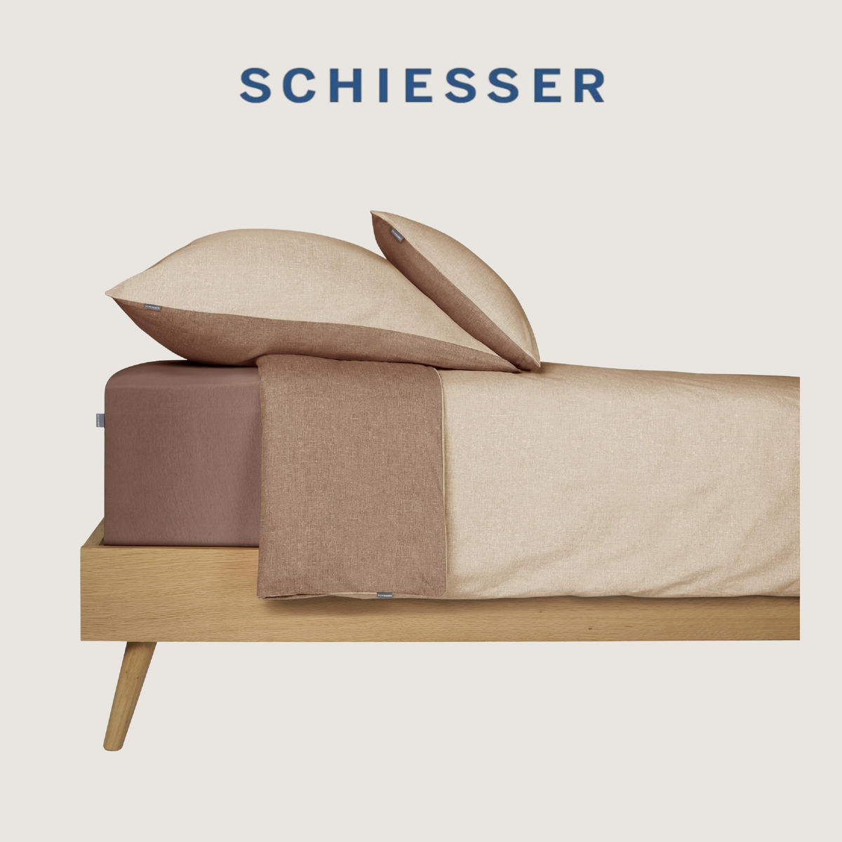 BETTWÄSCHESET Doubleface - Renforcé - 2-teilig - 155 x 220 cm - Sand - Sandfarben, Textil (155/220cm) - SCHIESSER