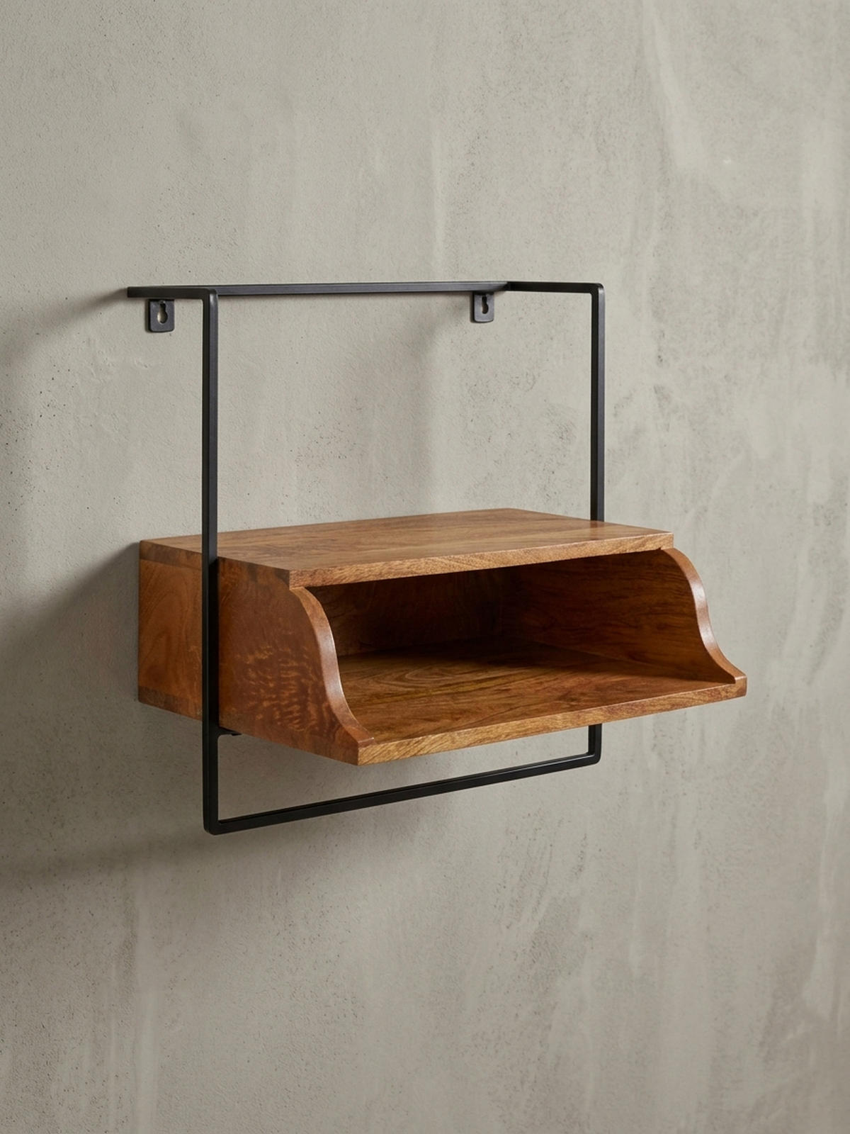 WANDKONSOLE Mango Massivholz Industrial Stil 44x45x35 cm - Schwarz/Braun, Holz/Metall (44/45/35cm) - KADIMA DESIGN