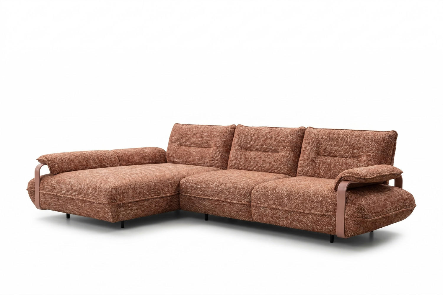 ECKSOFA ANISSA Braun Flachgewebe - Dunkelbraun/Schwarz, Kunststoff/Textil (297/185cm) - KAWOLA