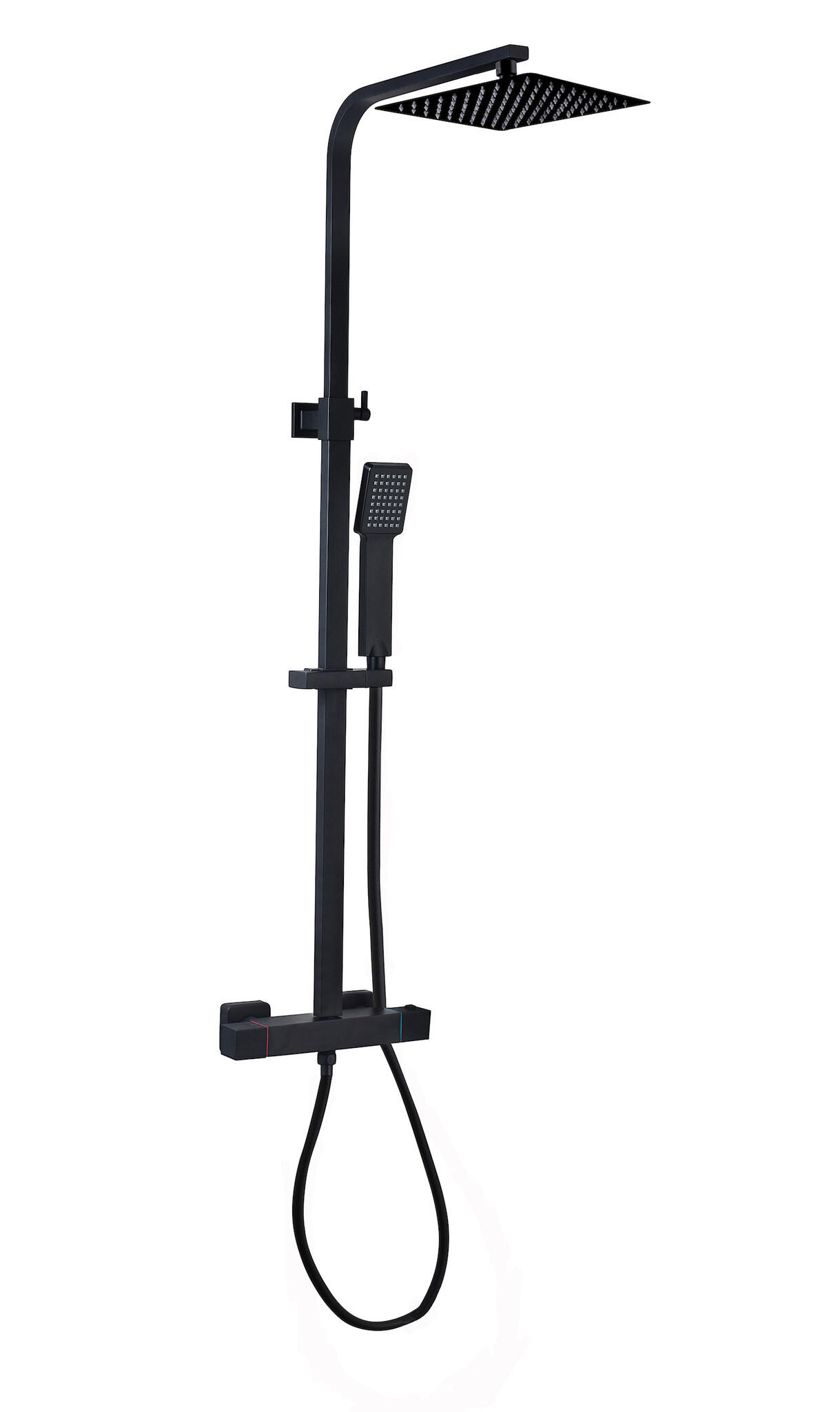 DUSCHSET Levu Schwarz Messing - Thermostat - Schwarz, Metall (8/26/71cm) - Badplaats