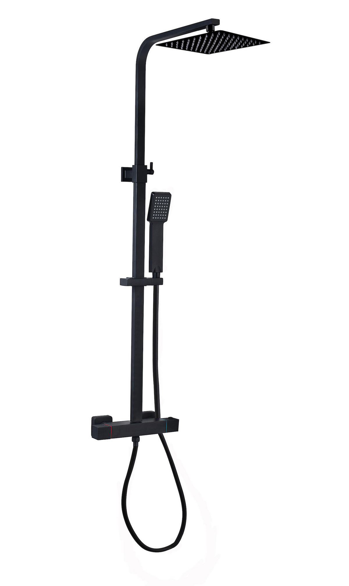 DUSCHSET Levu Schwarz Messing - Thermostat - Schwarz, Metall (8/26/71cm) - Badplaats