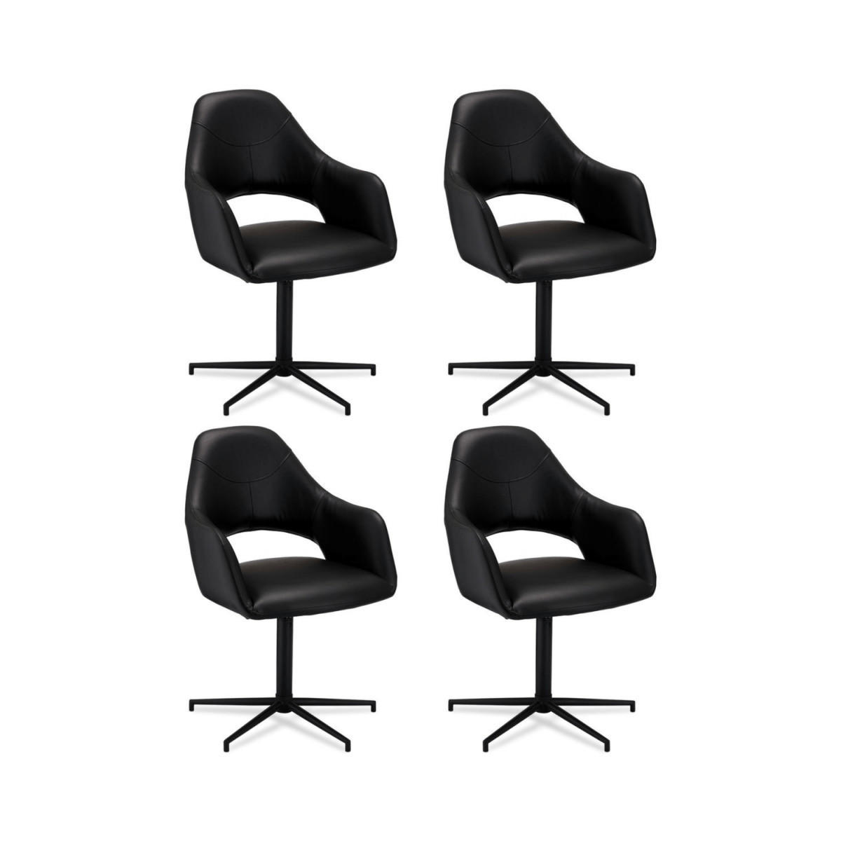 ARMLEHNSTUHL-SET 4 Stück in Kunstleder Schwarz - Schwarz, Textil/Metall (59/89/64cm) - Furnhouse