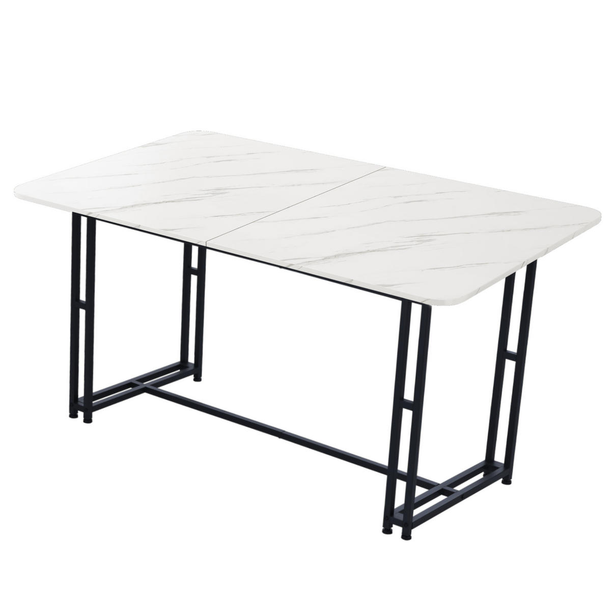 ESSTISCH MDF mit Schwarzen Metallgestell, 140/80/74 cm, Schwarz/Weiß - Schwarz, Holzwerkstoff (140/80/74cm) - Redom