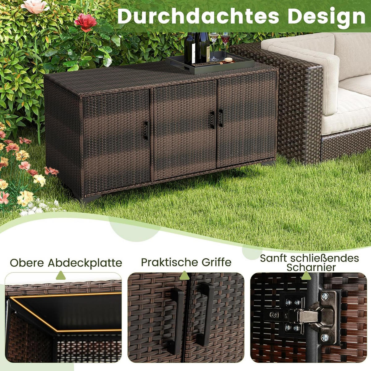 GARTENSCHRANK Braun - Braun, Metall (50/71/135cm) - COSTWAY