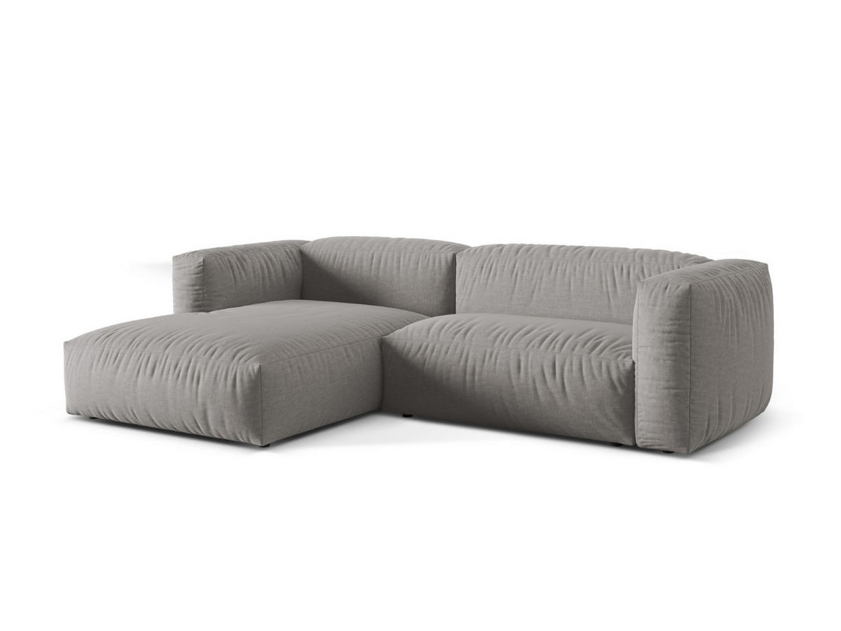 ECKSOFA modular links Martina aus strukturiertem Stoff hellgrau 2 Sitzplätze - Hellgrau, Textil (176/283cm) - Micadoni
