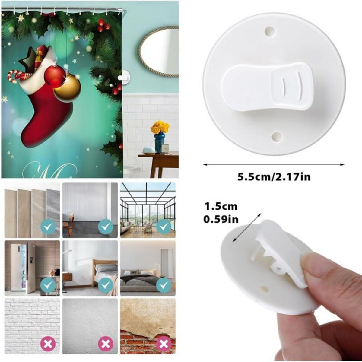 DUSCHVORHANGKLAMMERN 4er-Set Spritzschutz winddicht für Wohnmobil - Weiß, Kunststoff (5.5/1.5/5.5cm) - MCBOSON