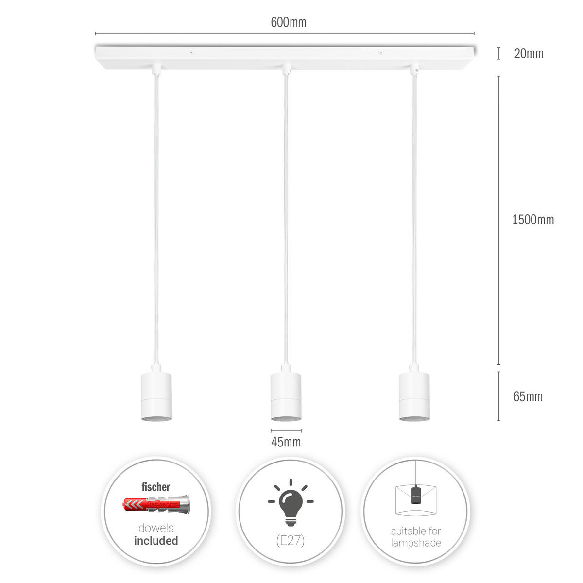 PENDELLEUCHTE Hugo Sq S - Weiß, Metall (4.4/4.4/6.5cm) - Paco Home
