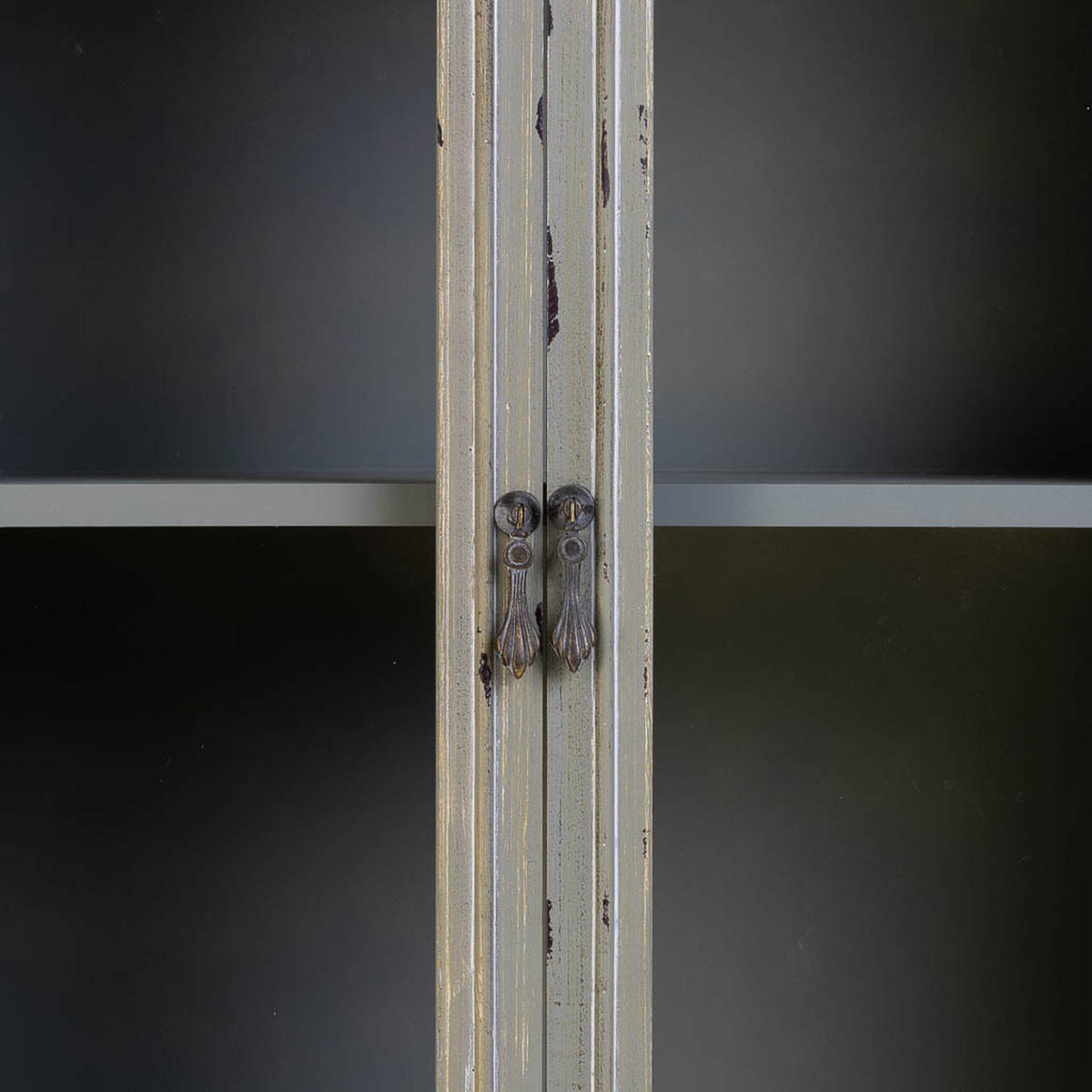 VITRINE aus Holz mit grauer Schublade 80x42x120 cm - Grau, Holz (80/120/42cm) - Wanderlust