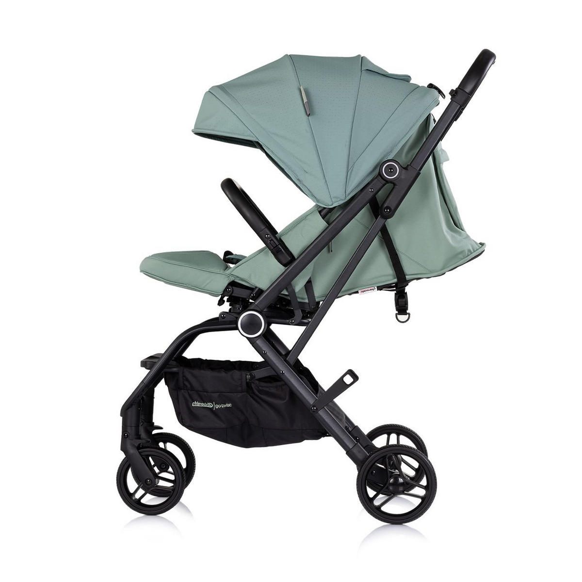 KINDERWAGEN Go Twist grün Sitz drehbar PU-Reifen klappbar Federung Korb - Grün, Metall (70/55/103cm) - Chipolino