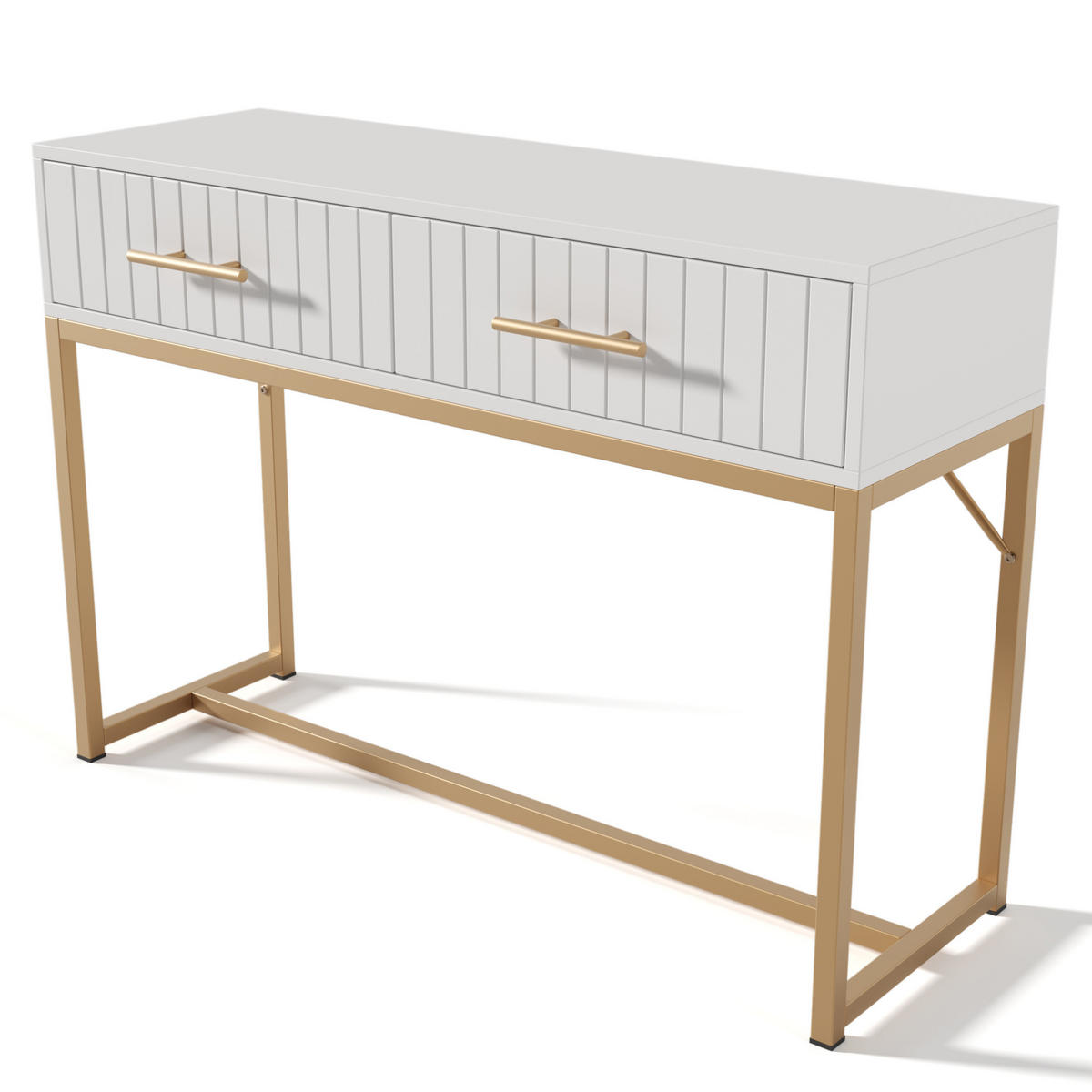 KONSOLENTISCH 100/45/75 cm in Weiß mit 2 Schubladen und Metallgestell - Weiß, Holzwerkstoff (75/100/45cm) - Flora Grace